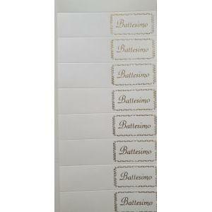 Bigliettini battesimo con scritta oro 45x25 mm bianco - 10pz