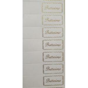 Bigliettini battesimo con scritta oro 45x25 mm avorio - 10pz