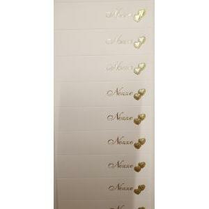 Bigliettini matrimonio con scritta e cuori in oro 45x25 mm - 10 pz