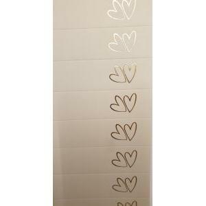 Bigliettini matrimonio avorio con cuori oro 45x25 mm - 10 pz