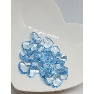 Cuori in plastica azzurri lucidi - 23 mm x 25 pz