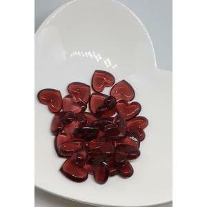 Cuori in plastica bordeaux lucidi - 23mm x 25 pz