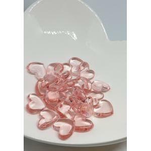 Cuori in plastica rosa lucidi - 23mm x 25 pz