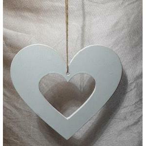 Cornice cuore in legno bianco - 18 cm