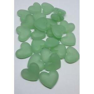 Cuori in plastica verdi opachi - 23mm x 25 pz