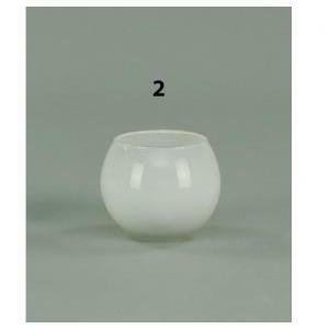 Vaso a sfera in vetro smaltato bianco - 10 x 8 cm