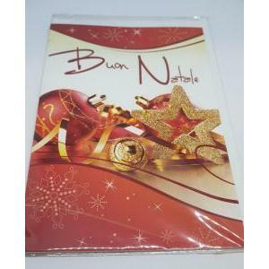 Biglietto natalizio buon natale rosso con busta - 11.5 x 17 cm