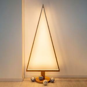 Albero triangolare con base in legno naturale led bianco caldo - 75 x 30 x 170 cm