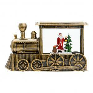 Lanterna locomotiva con glitter scintillante led bianco caldo - 29 x 9 x 17 cm