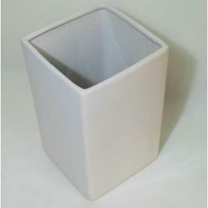 Vaso cubo in ceramica bianca - 13 x 13 x h 20 cm