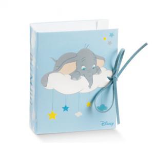 Libro porta confetti dumbo azzurro 70x60x30 mm - 4 pz