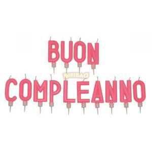 Candelina scritta buon compleanno rosa