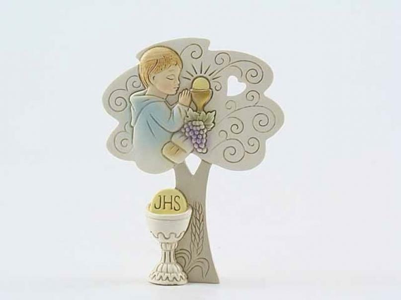  albero della vita comunione in resina con bambino - 12 cm