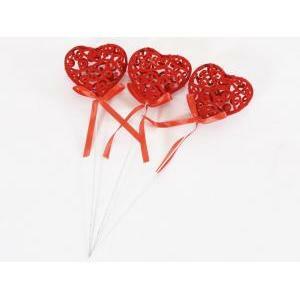 Pick cuore rosso in velluto lavorato - 7.3 cm