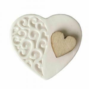 Gessetto cuore con cuore in legno - 3 cm