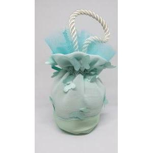 Mini borsetta con manico crep con farfalle tiffany - 6.5 x 11 cm