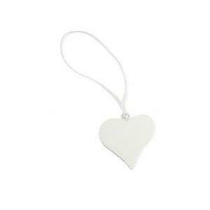 Cuore in legno bianco con perlina - 3.5 x 10 cm