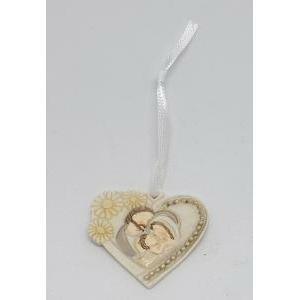 Appendino cuore sacra famiglia in resina - 5 x 4.5 cm