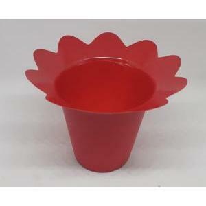 Set 5 copri vaso smerlato in pvc rosso - 9,5 x 7 cm