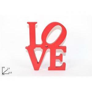 Scritta love in legno rosso - 13.5 x 1.5 x 16 cm