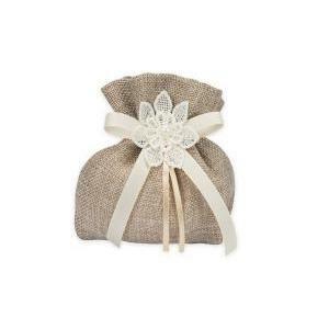 Sacchetto piccolo in cotone juta beige - 13 x 13cm