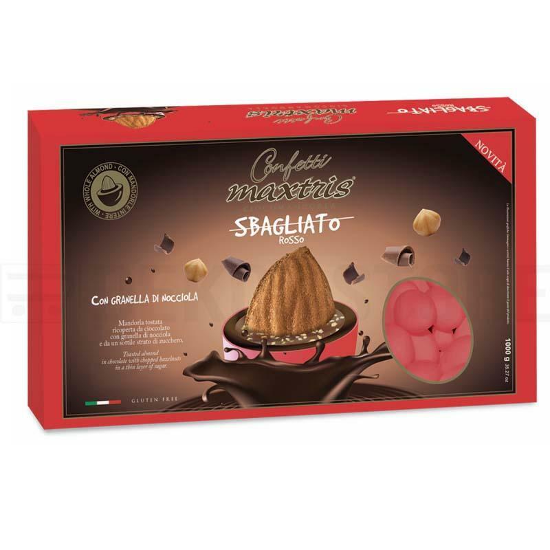 Confetti Maxtris sbagliato con granella di nocciola rosso in confezioni da 1KG