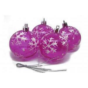 Set 4 palline natalizie fucsia