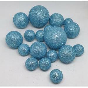 Palline decorative 2-4 cm glitter celeste - 18 pz