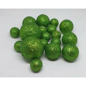 Palline decorative 2-4 cm glitter verde - 18 pz