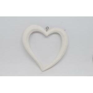 Cuore bianco in resina da appendere - 8.5 x 8.5 cm