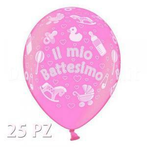 Pallone in lattice battesimo rosa metall 25pz - 12'' / 30 cm