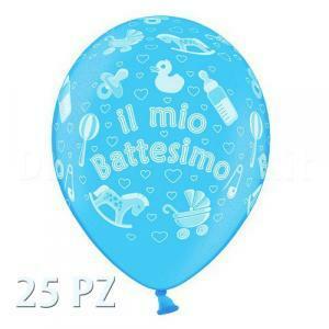 Pallone in lattice battesimo azzurro metall 25pz - 12'' / 30 cm