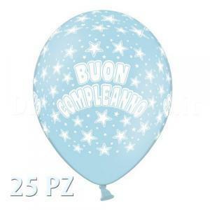 Pallone in lattice buon compleanno azzurro 25pz - 12'' / 30 cm