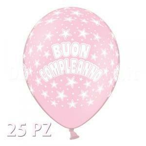 Pallone in lattice buon compleanno rosa 25pz - 12'' / 30 cm