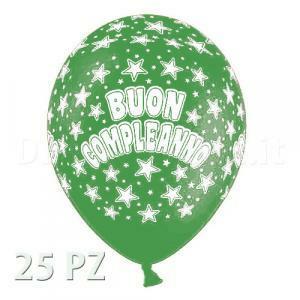 Pallone in lattice buon compleanno verde 25pz - 12'' / 30 cm