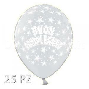 Pallone in lattice buon compleanno trasparente 25pz - 12'' / 30 cm