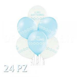 Pallone in lattice battesimo bianco azzurro 24pz- 12'' / 30 cm