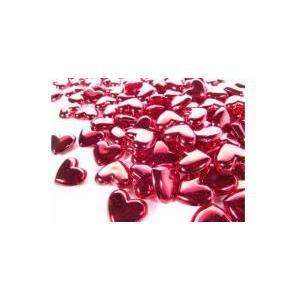 Cuori in plastica rossi metallizzati - 23mm x 25 pz