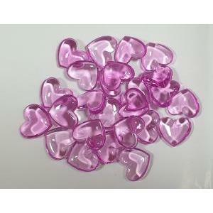 Cuori in plastica lilla lucidi - 23mm x 25 pz