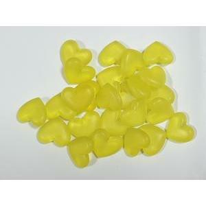 Cuori in plastica gialli opachi - 23mm x 25 pz