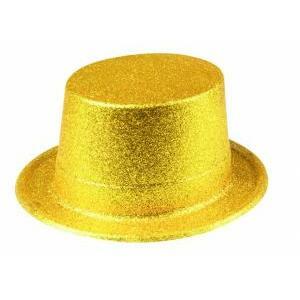 Cappello cilindro alto glitter oro