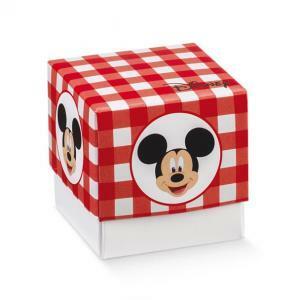 Scatolina fondo e coperchio mickey's party rosso 50x50x50 mm - 5 pz