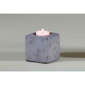 Cubo in cemento sbiancato porta tea light - 7.5 x 7.5 x 7.5 cm