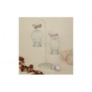 Gabbiette appese porta tea light in latta bianco antico - 7 x 4.5 x 32.5 cm