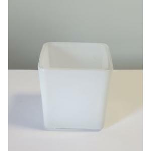 Vasetto quadrato piccolo porta tea light in vetro bianco - 5 x 5 x 5 cm