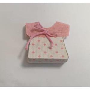 Vestitino porta confetti in juta con pois rosa - 7 x 6 cm