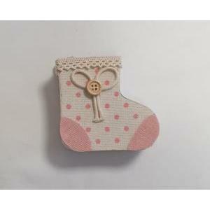 Scarpetta porta confetti in juta con pois rosa - 7 x 7 cm