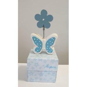 Scatolina porta confetti con farfalla azzurra - 6 x 6 x 14 cm