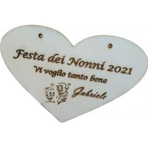 Cuore in legno personalizzato "festa dei nonni" - 15 cm x h.10 cm