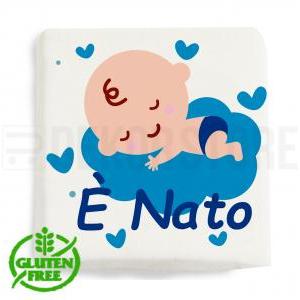 Marshmallow quadratino con stampa ' e' nato ' - 20pz